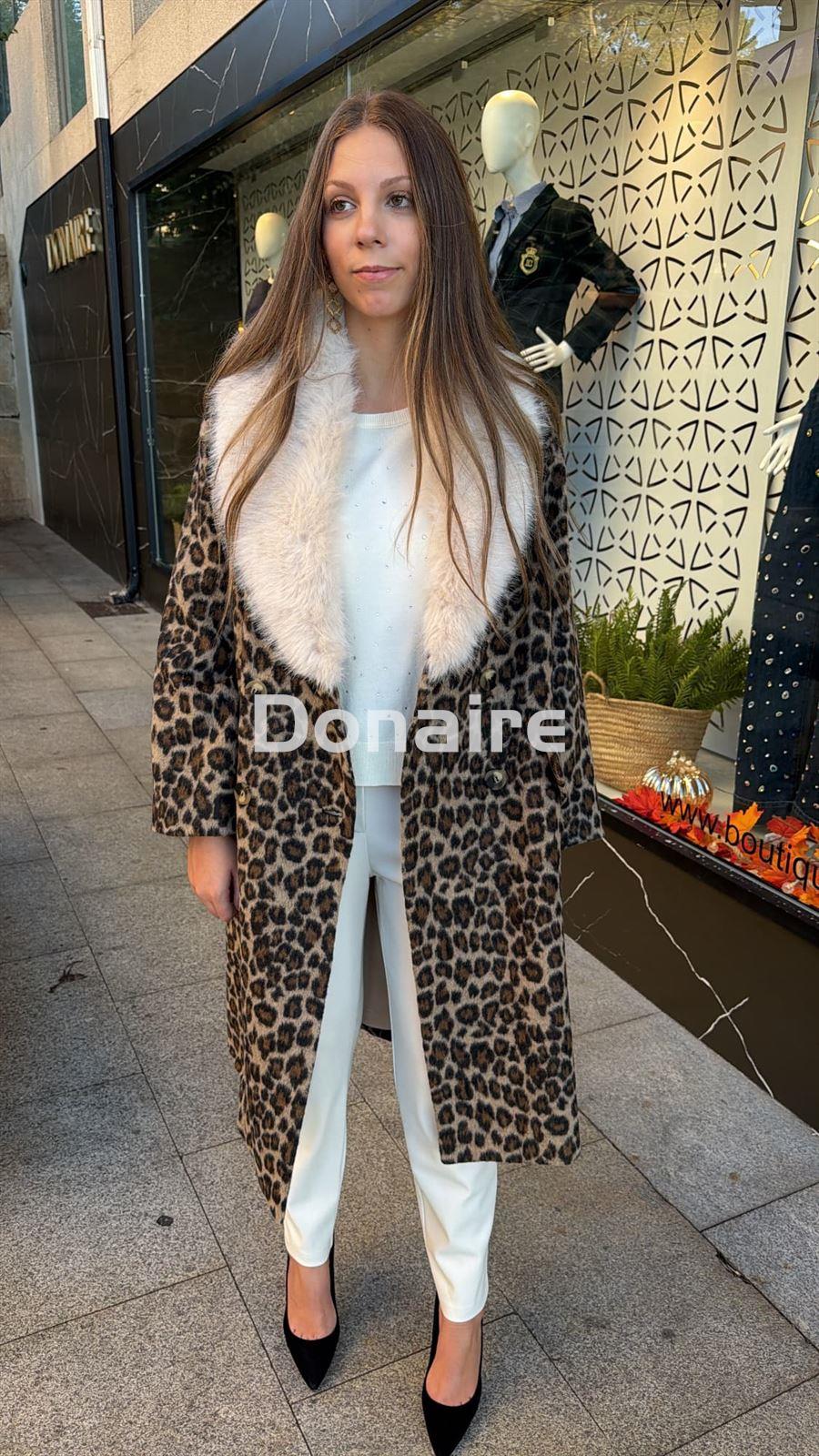 Abrigo animal print cuello de Pelo Koralline - Imagen 1