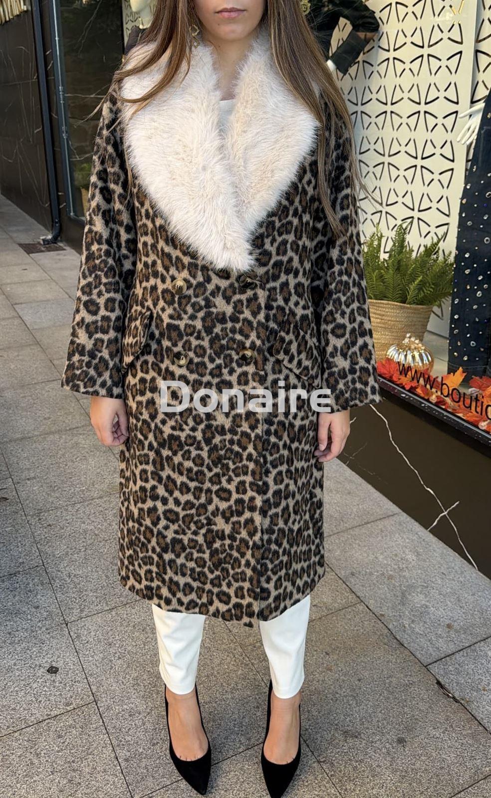 Abrigo animal print cuello de Pelo Koralline - Imagen 3