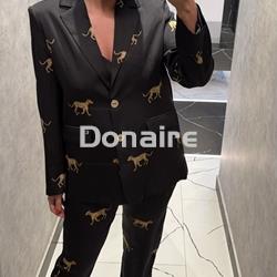 Americana satén negra print leopardos Lola Casademunt - Imagen 1