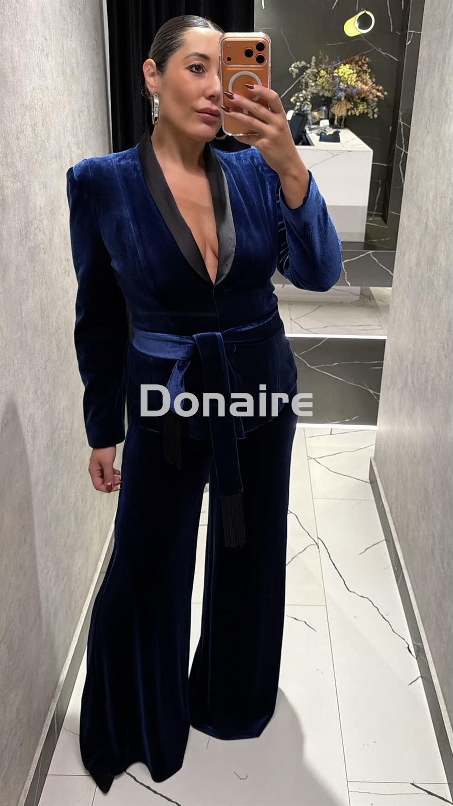 Americana terciopelo azul Koralline - Imagen 2