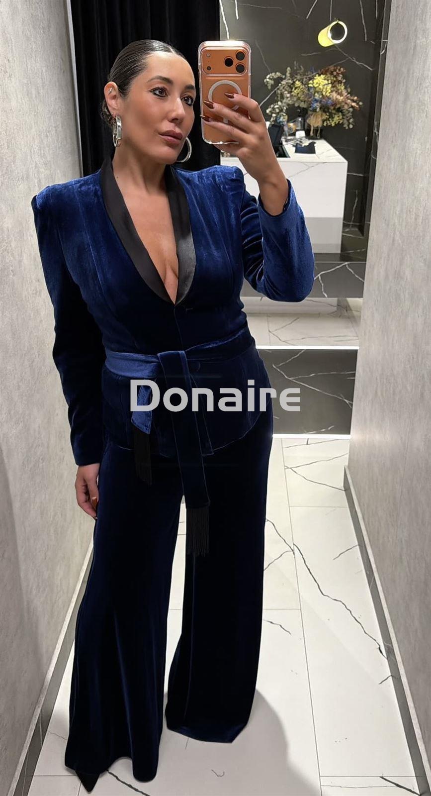 Americana terciopelo azul Koralline - Imagen 3