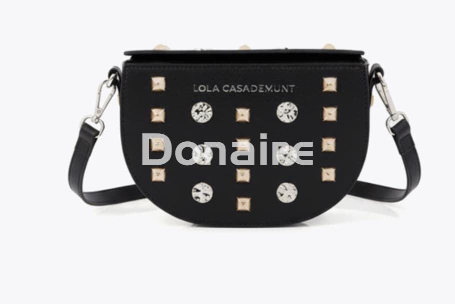 Bandolera negra con tachas oro y plata Lola Casademunt - Imagen 1