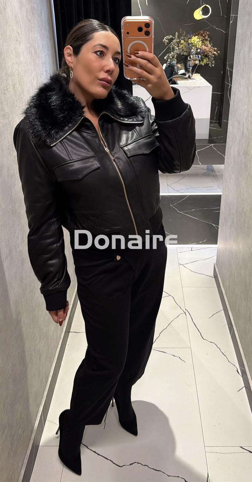 Biker efecro piel con cuello de pelo Koralline cuello - Imagen 1