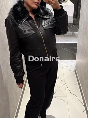 Biker efecro piel con cuello de pelo Koralline cuello - Imagen 1