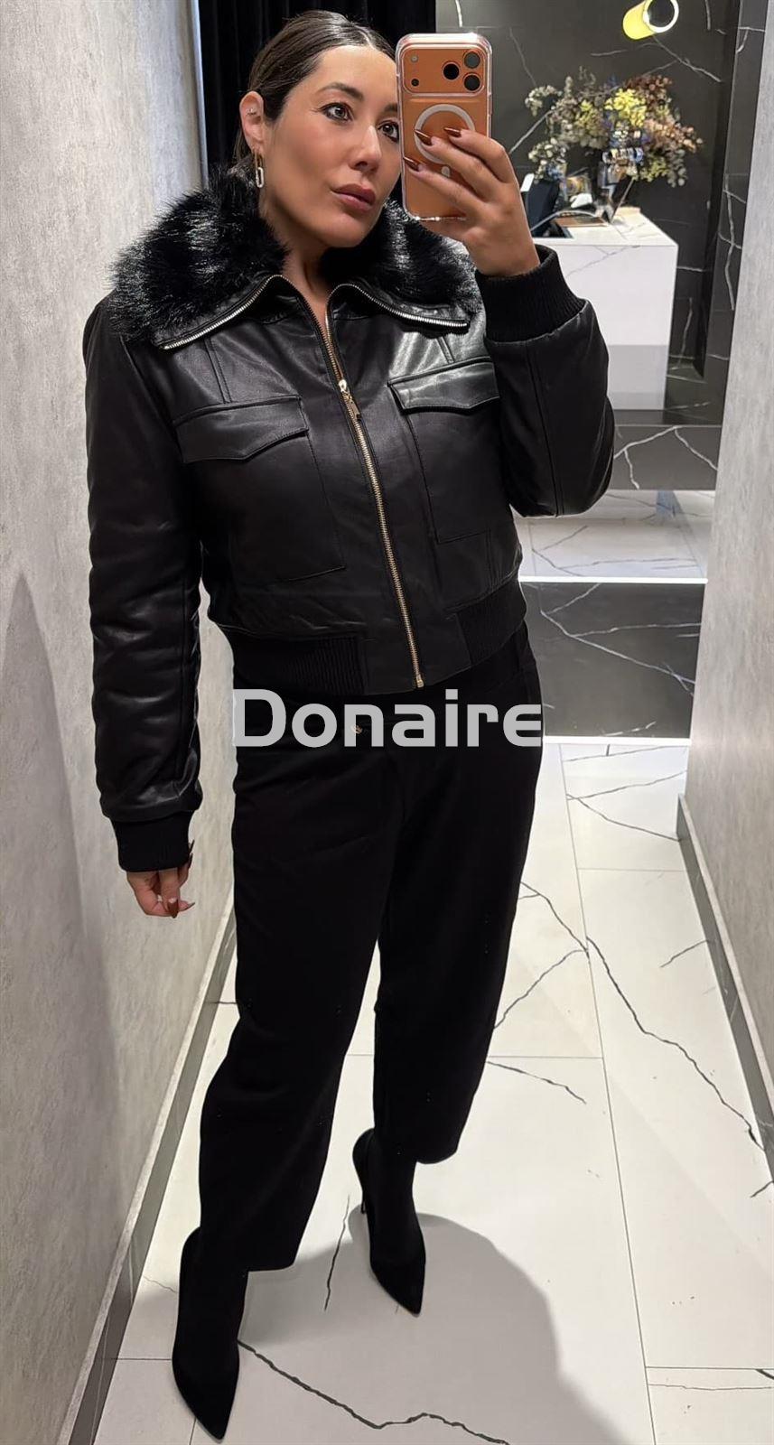 Biker efecro piel con cuello de pelo Koralline cuello - Imagen 2