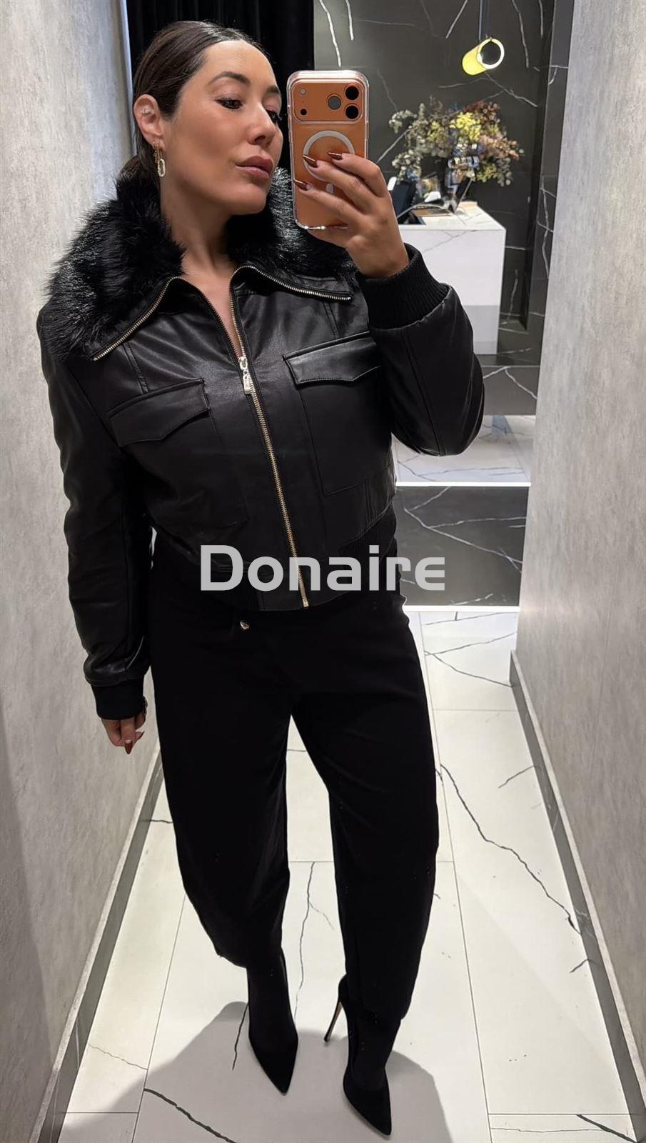 Biker efecro piel con cuello de pelo Koralline cuello - Imagen 3