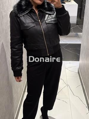 Biker efecto piel con cuello de pelo Koralline cuello - Imagen 2