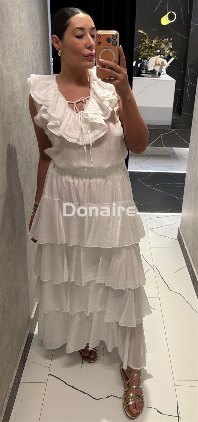 Blusa blanca manga sisa volantes BSB - Imagen 1