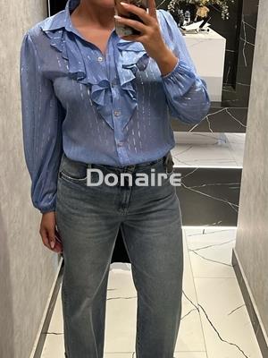 Blusa de gasa azul y plata Koralline - Imagen 1