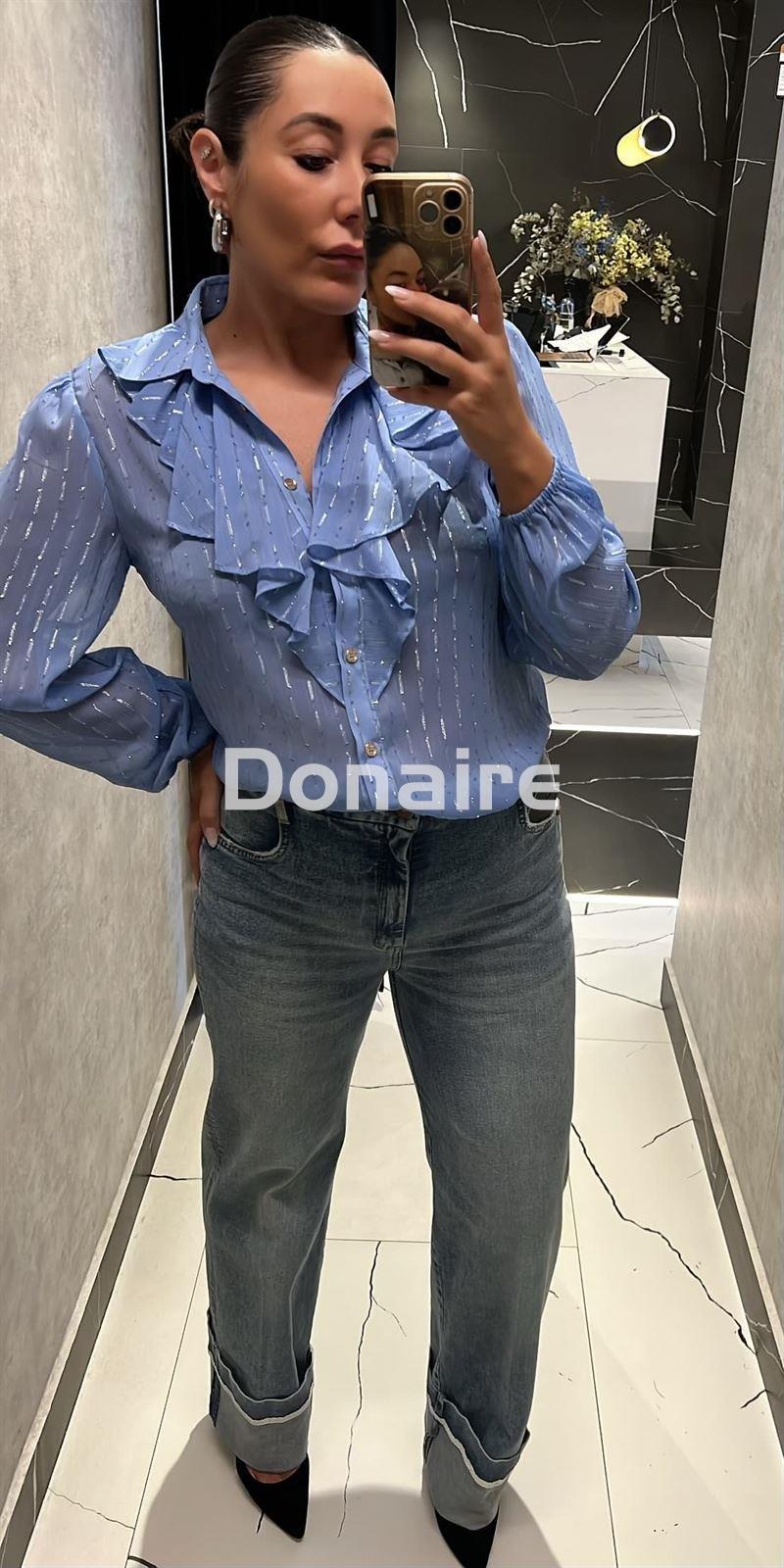 Blusa de gasa azul y plata Koralline - Imagen 2