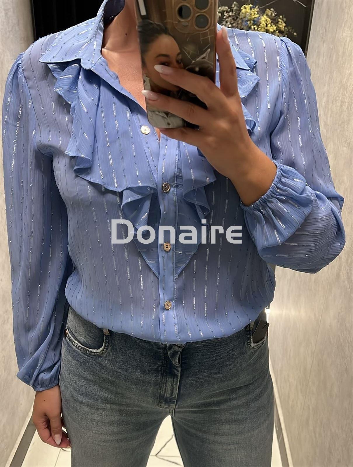 Blusa de gasa azul y plata Koralline - Imagen 3