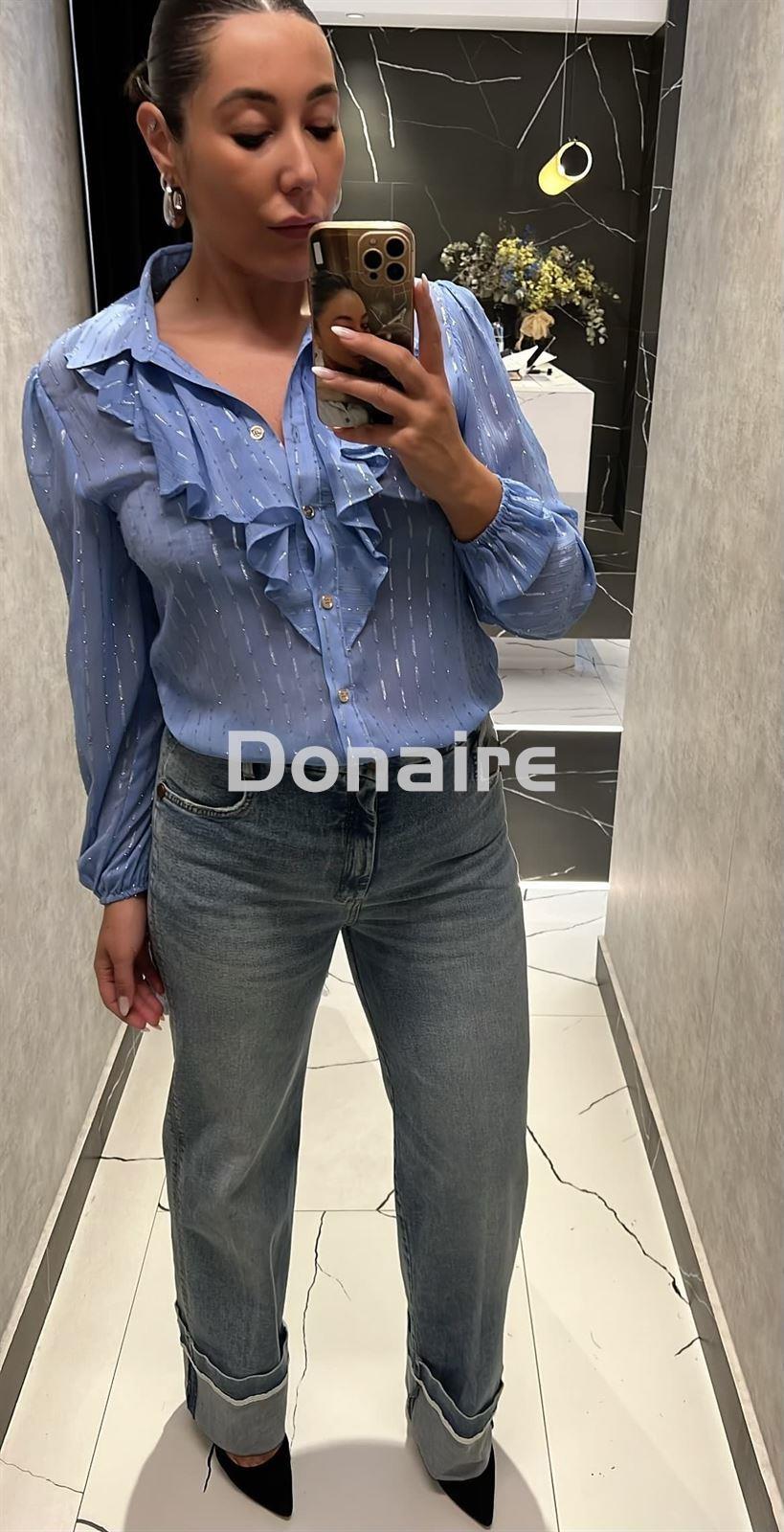 Blusa de gasa azul y plata Koralline - Imagen 4