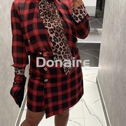 Blusa gasa cuadro escocés lazada animal print Lola Casademunt - Imagen 1