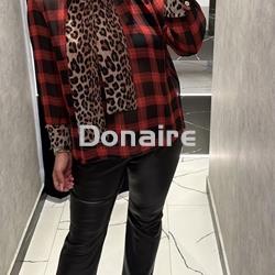 Blusa gasa cuadro escocés lazada animal print Lola Casademunt - Imagen 2