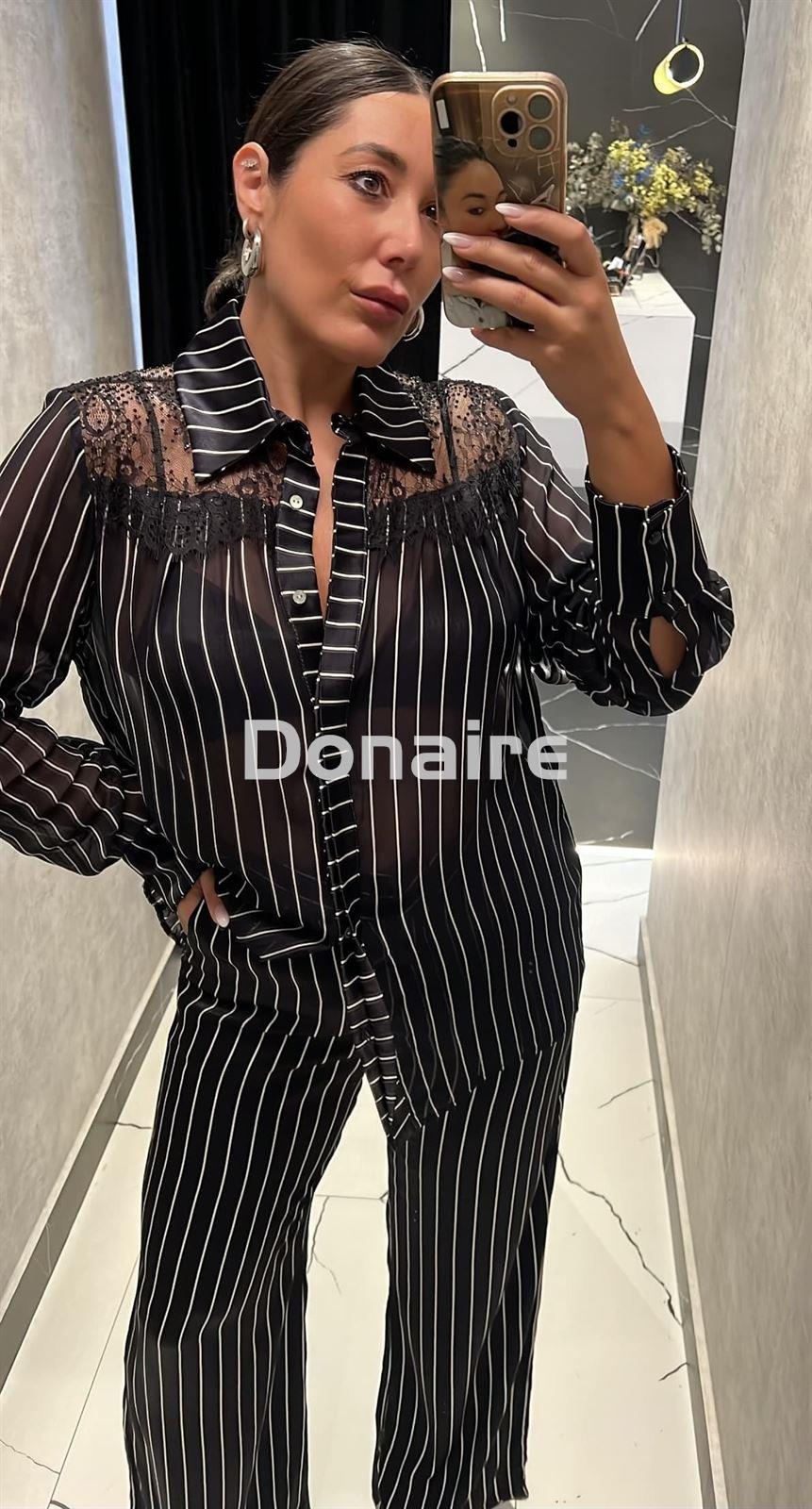 Blusa gasa raya diplomática y encaje Open - Imagen 1