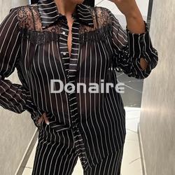 Blusa gasa raya diplomática y encaje Open - Imagen 1