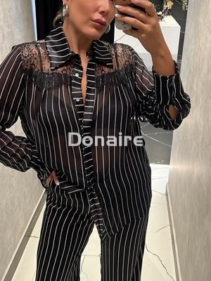 Blusa gasa raya diplomática y encaje Open - Imagen 1