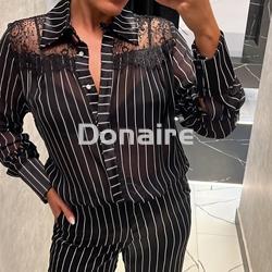 Blusa gasa raya diplomática y encaje Open - Imagen 2