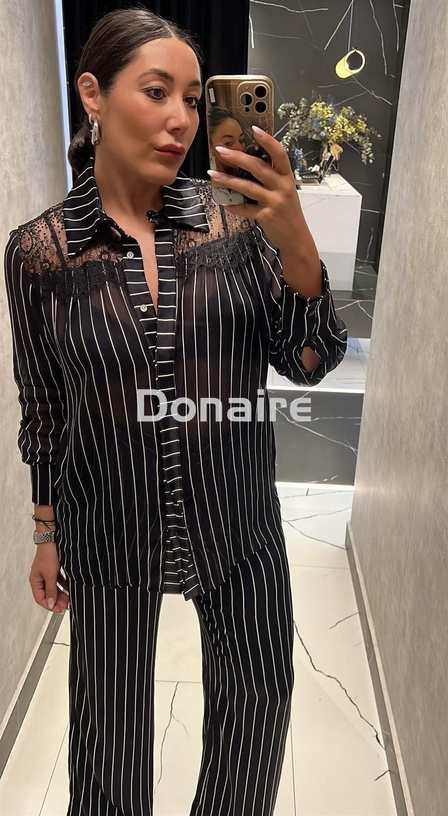 Blusa gasa raya diplomática y encaje Open - Imagen 3
