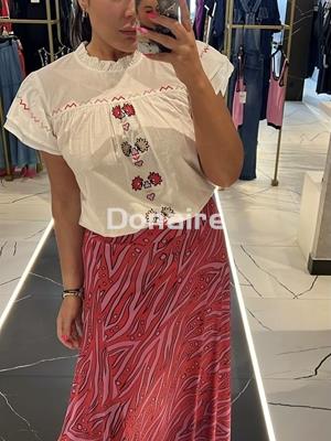 Blusa manga corta con bordador WNT - Imagen 1