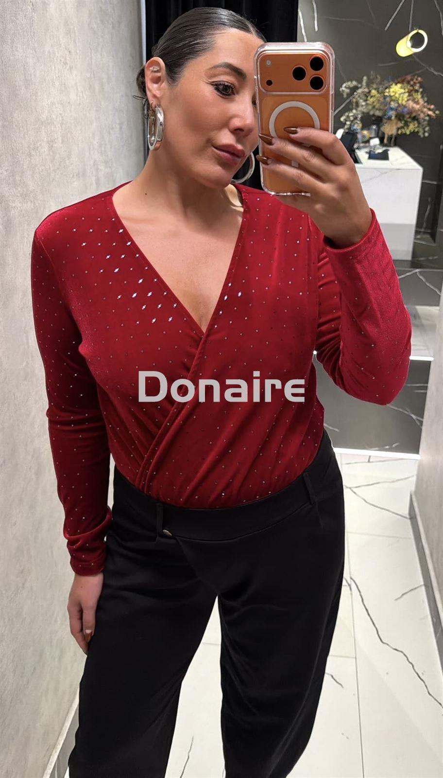 Body granate terciopelo topos plata Koralline - Imagen 2