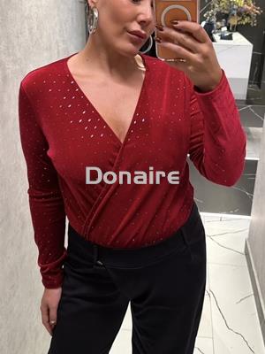 Body granate terciopelo topos plata Koralline - Imagen 2