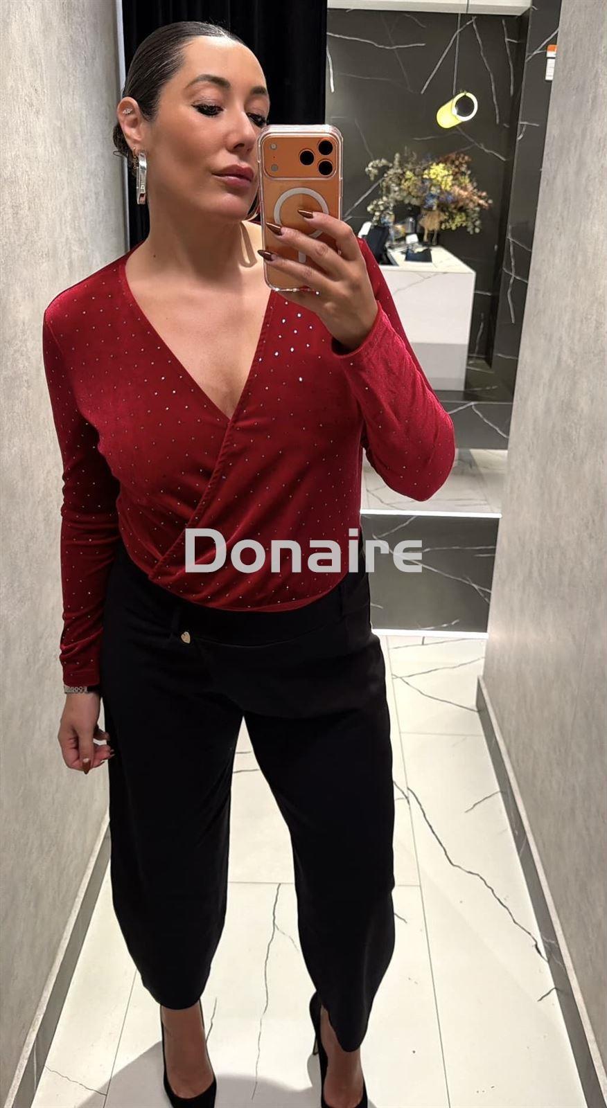 Body granate terciopelo topos plata Koralline - Imagen 3