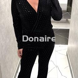 Body negro terciopelo topos plata Koralline - Imagen 1