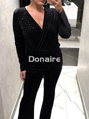 Body negro terciopelo topos plata Koralline - Imagen 1