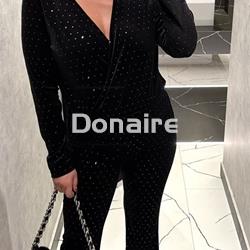 Body negro terciopelo topos plata Koralline - Imagen 2