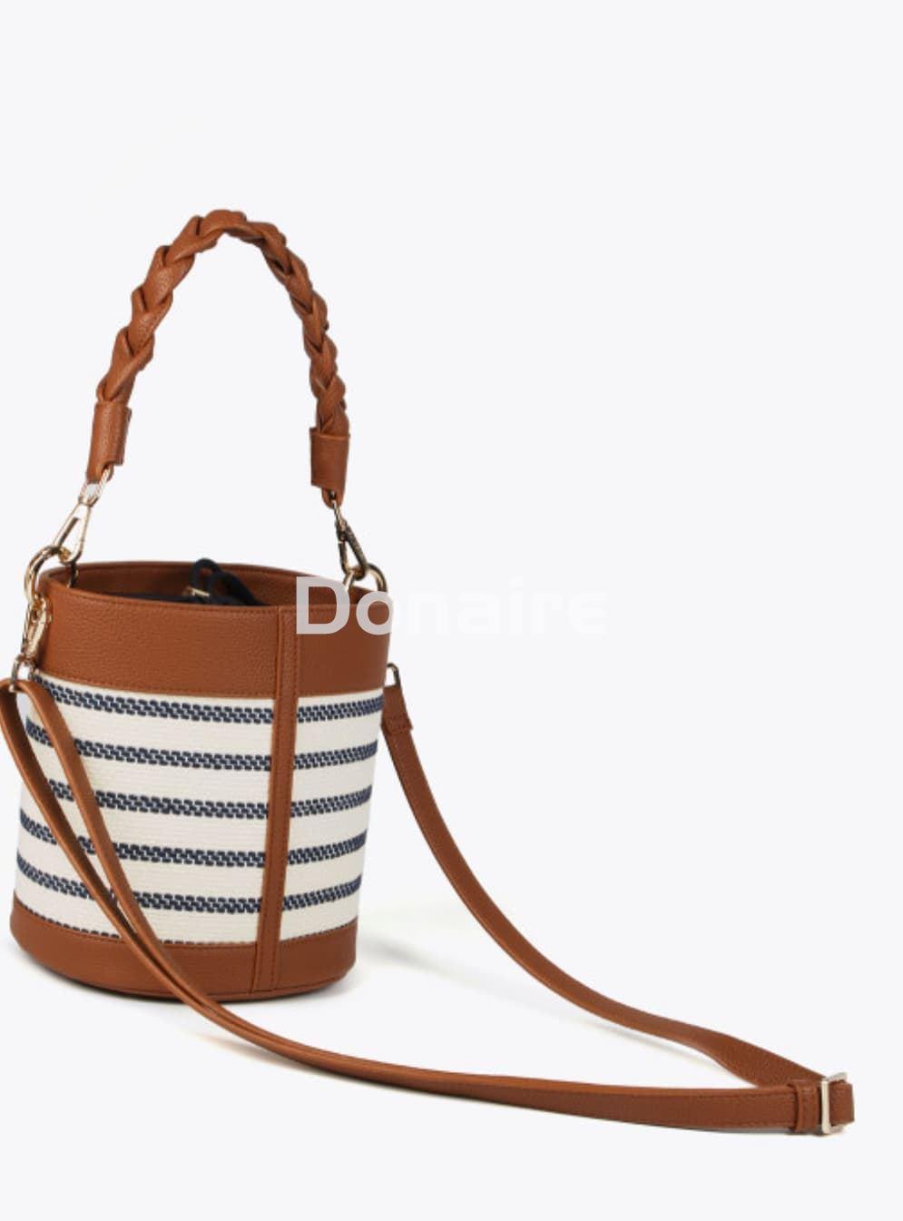 Bolso bucket combinado rayas y efecto piel Lola Casademunt - Imagen 3