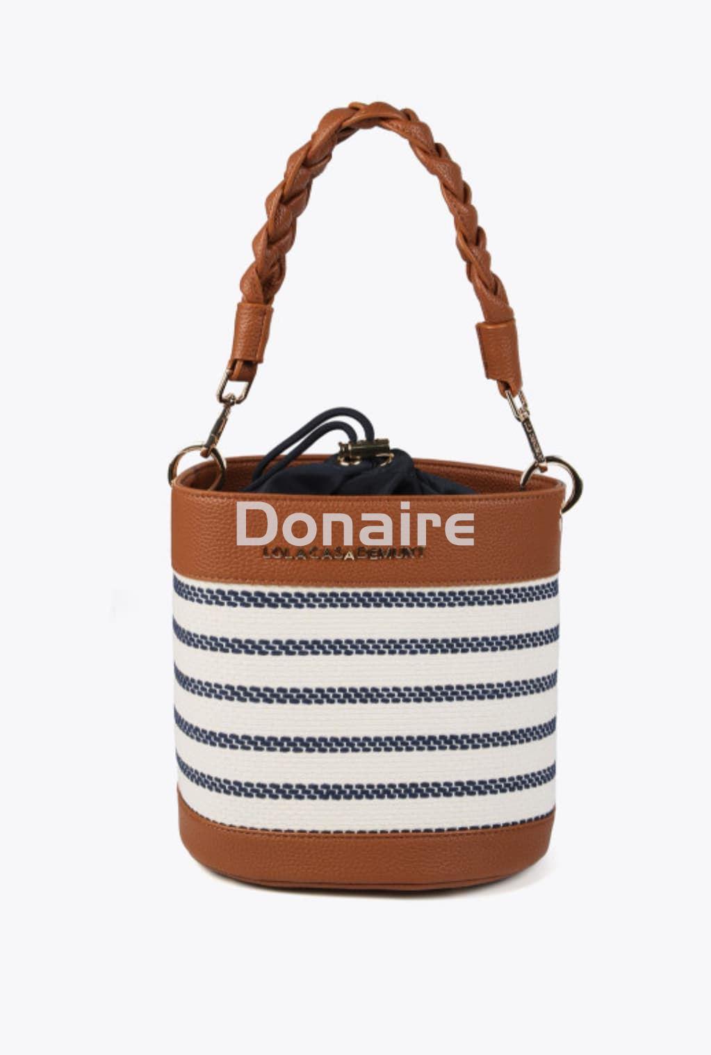 Bolso bucket combinado rayas y efecto piel Lola Casademunt - Imagen 5