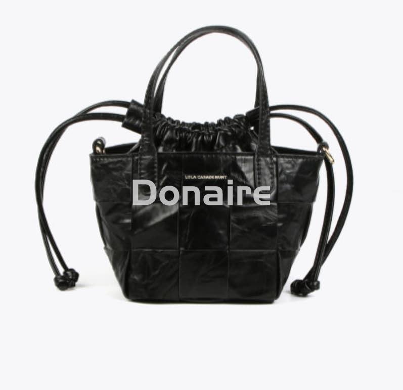 Bolso mini shopper trenzado negro Lola Casademunt - Imagen 2