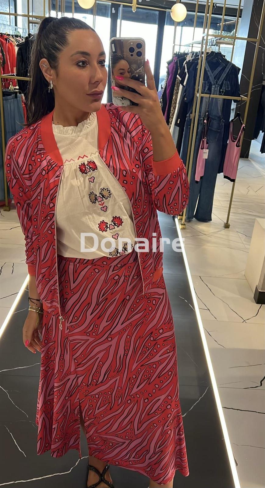 Bomber en tejido de algodón satinado roja y rosa WNT - Imagen 1