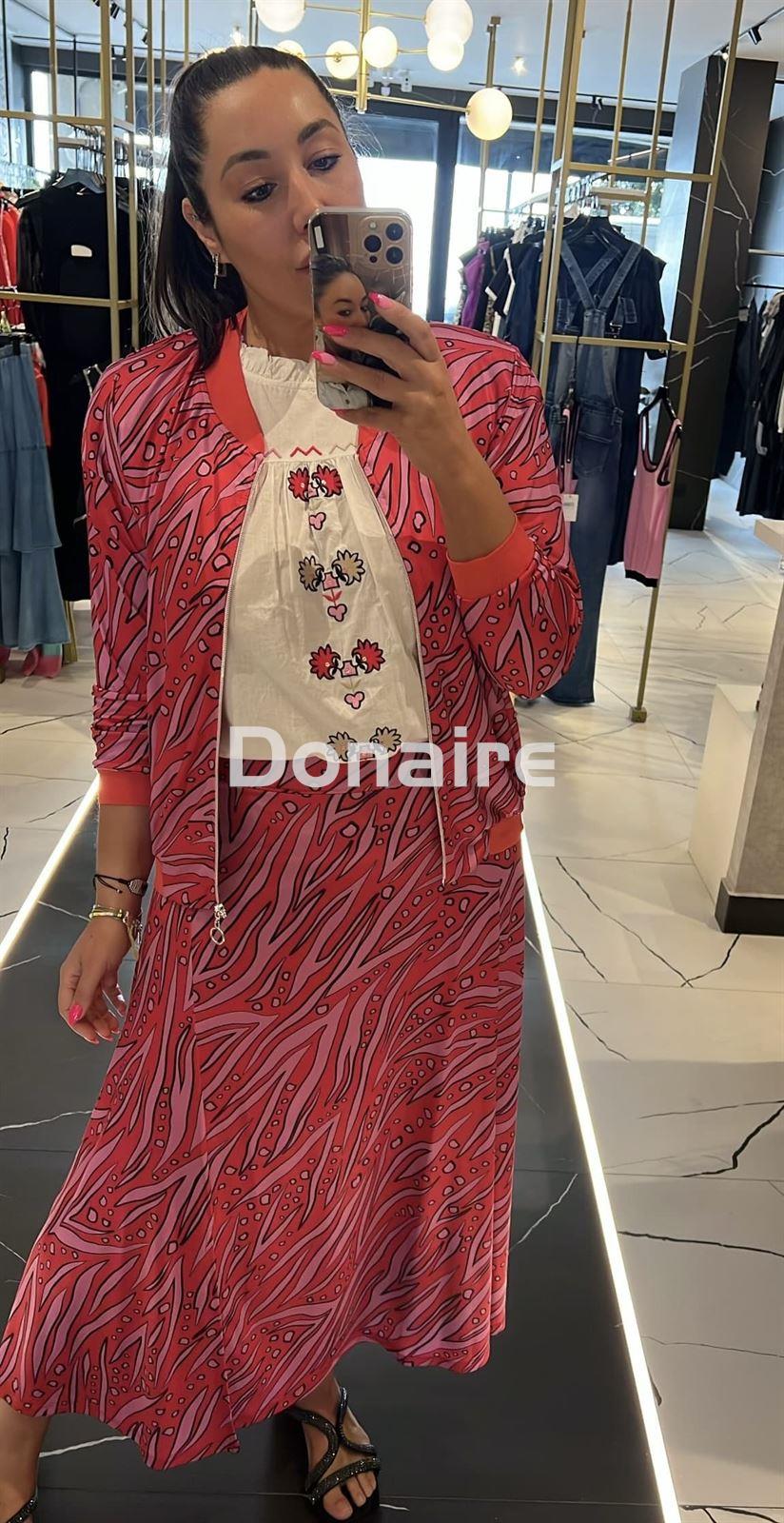 Bomber en tejido de algodón satinado roja y rosa WNT - Imagen 2