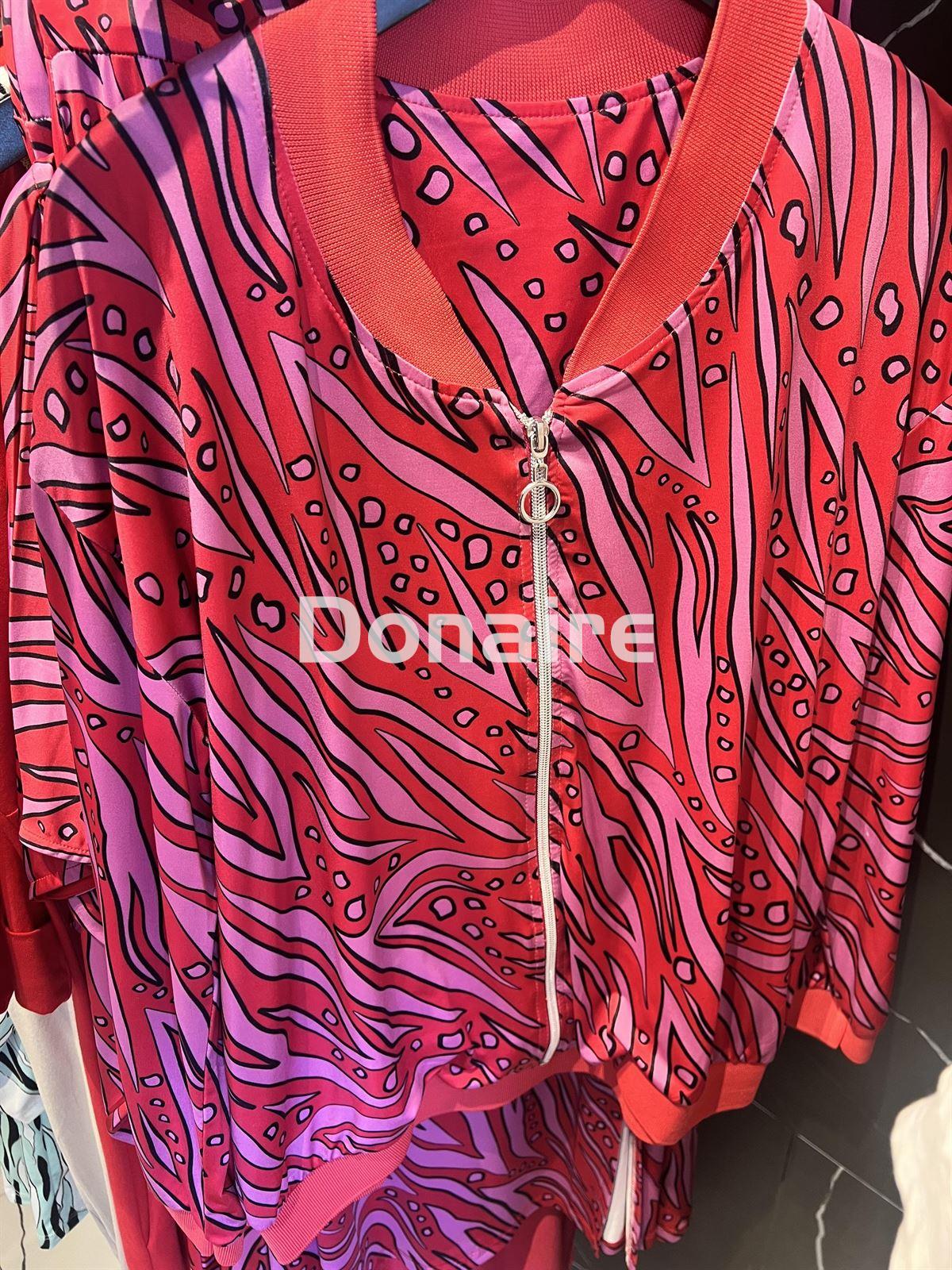 Bomber en tejido de algodón satinado roja y rosa WNT - Imagen 3