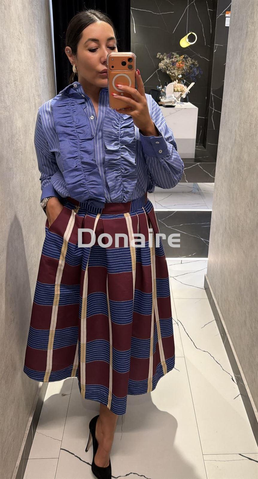 Camisa azul rayas con volantes Dixie - Imagen 1