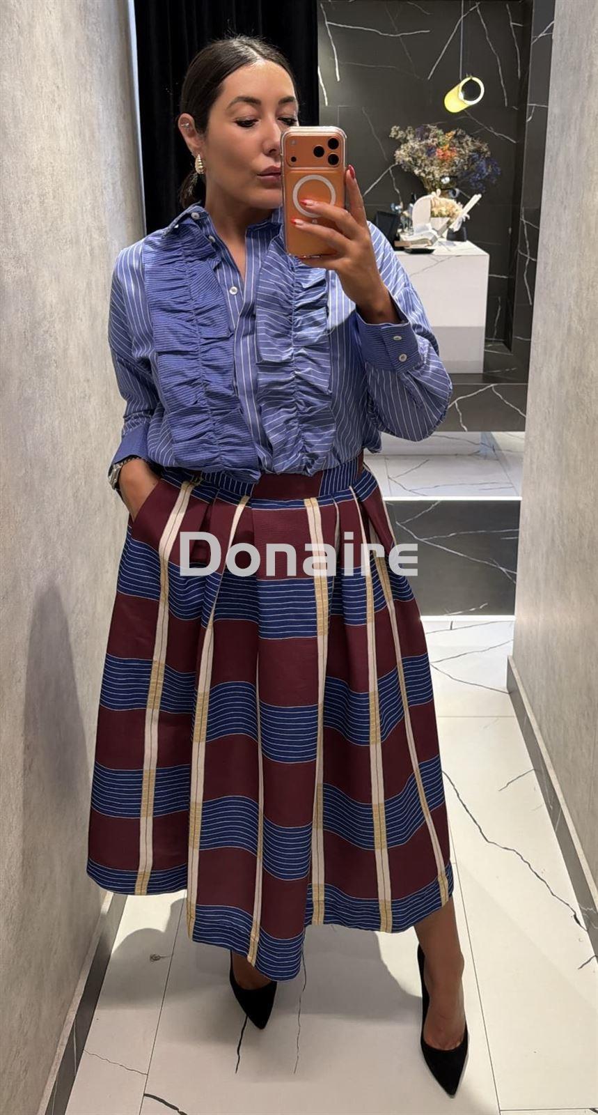 Camisa azul rayas con volantes Dixie - Imagen 2