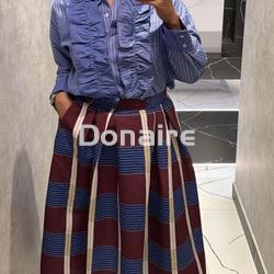Camisa azul rayas con volantes Dixie - Imagen 2
