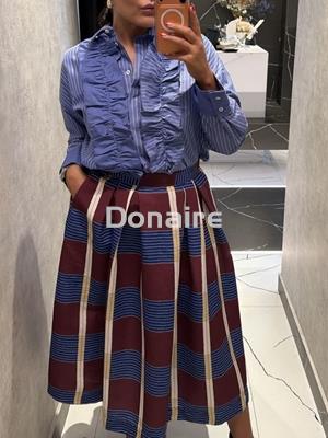 Camisa azul rayas con volantes Dixie - Imagen 2