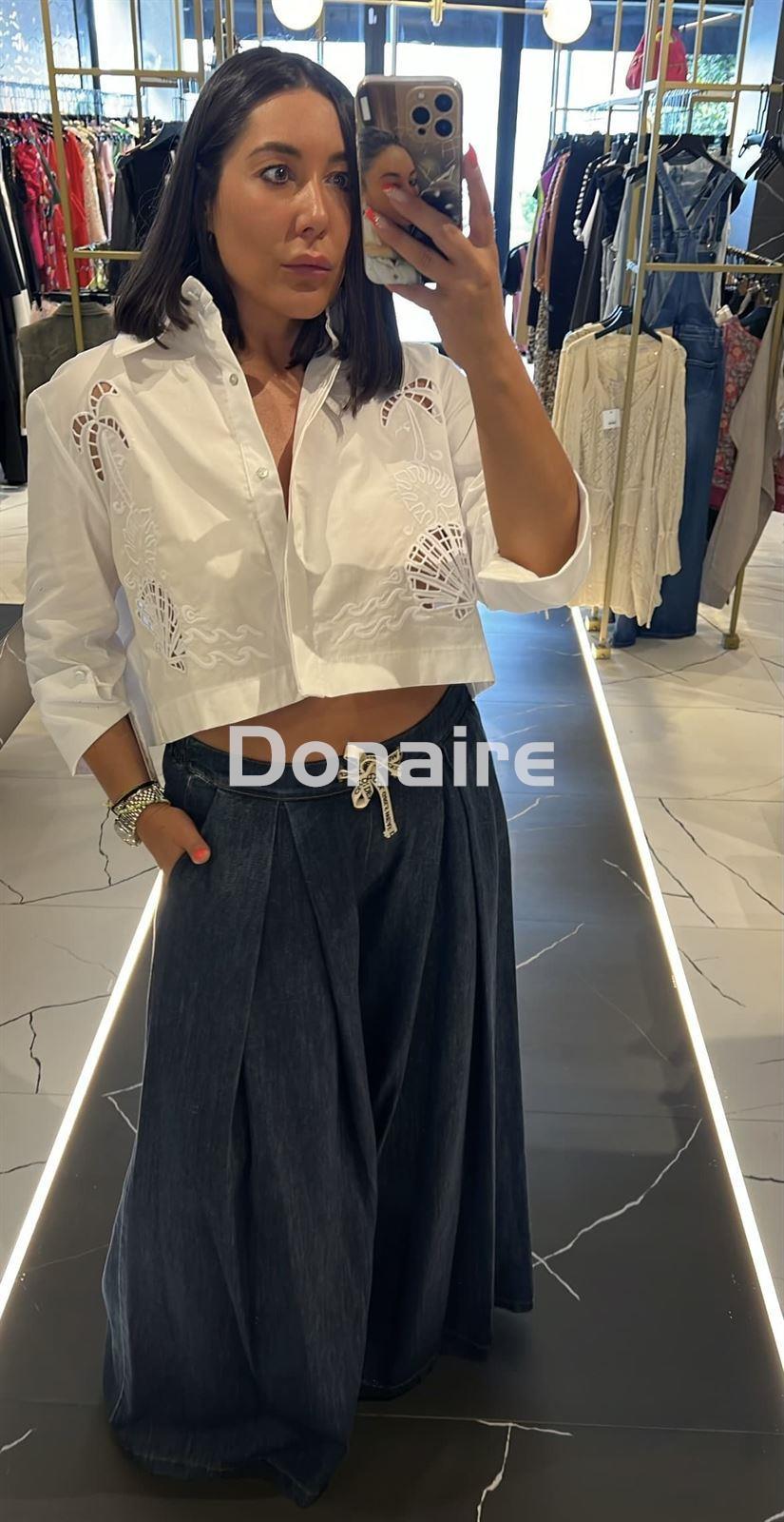 Camisa blanca crop OPEN - Imagen 1