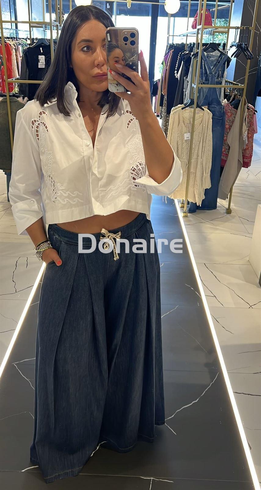 Camisa blanca crop OPEN - Imagen 2