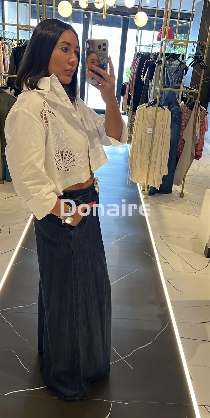 Camisa blanca crop OPEN - Imagen 4