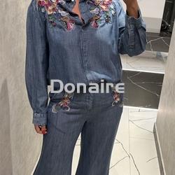 Camisa tencel vaquero con flores bordadas Dixie - Imagen 1