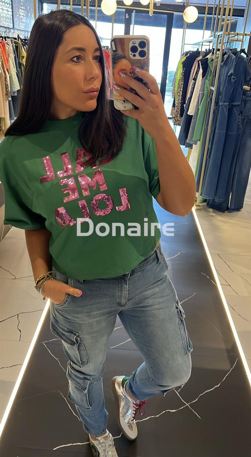 Camiseta crop CALL ME LOLA verde Lola Casademunt - Imagen 2