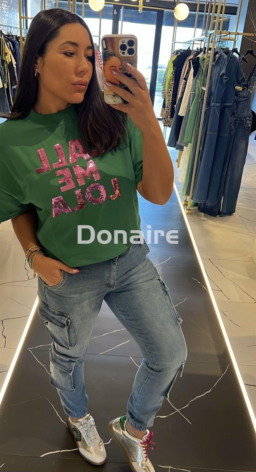 Camiseta crop CALL ME LOLA verde Lola Casademunt - Imagen 3
