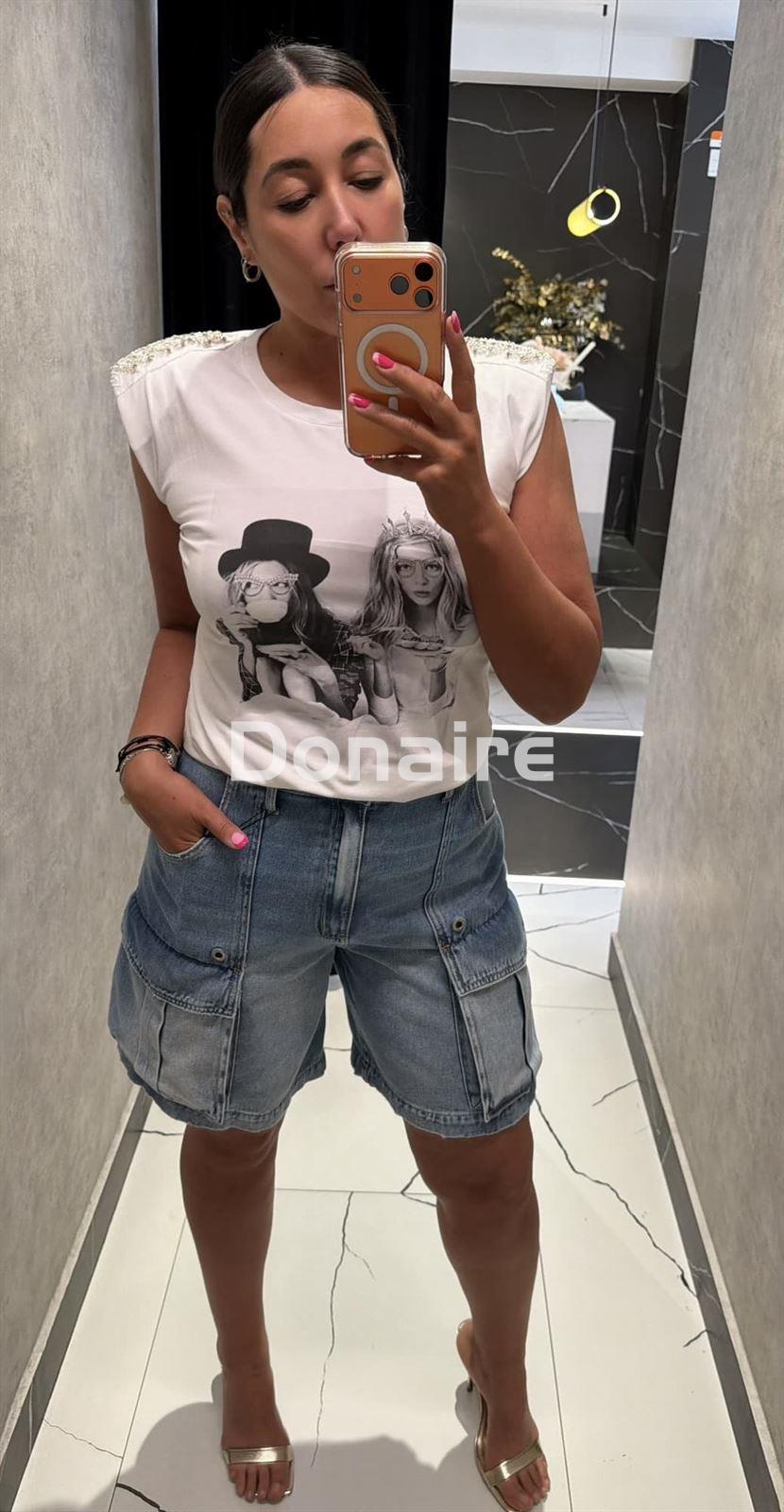 Camiseta hombreras pedrería Koralline - Imagen 1