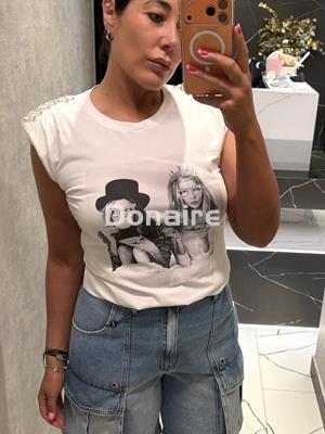 Camiseta hombreras pedrería Koralline - Imagen 2