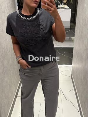 Camiseta lavado desgastado y pedrería Lola Casasemunt - Imagen 1