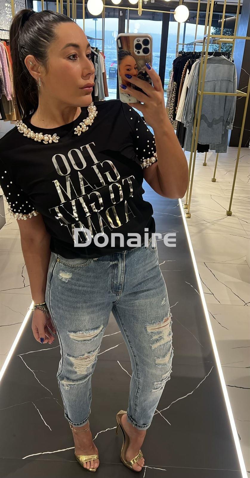 Camiseta manga corta perlas Trash and luxury - Imagen 1